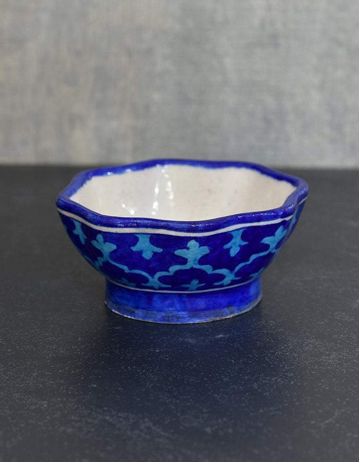 Hand-painted Jaipur Blue Pottery lotus bowl