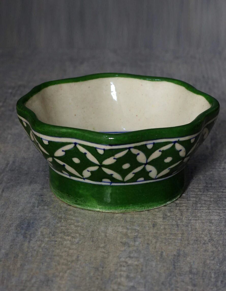 Green Lattice Bowl — Jaipur Blue Pottery