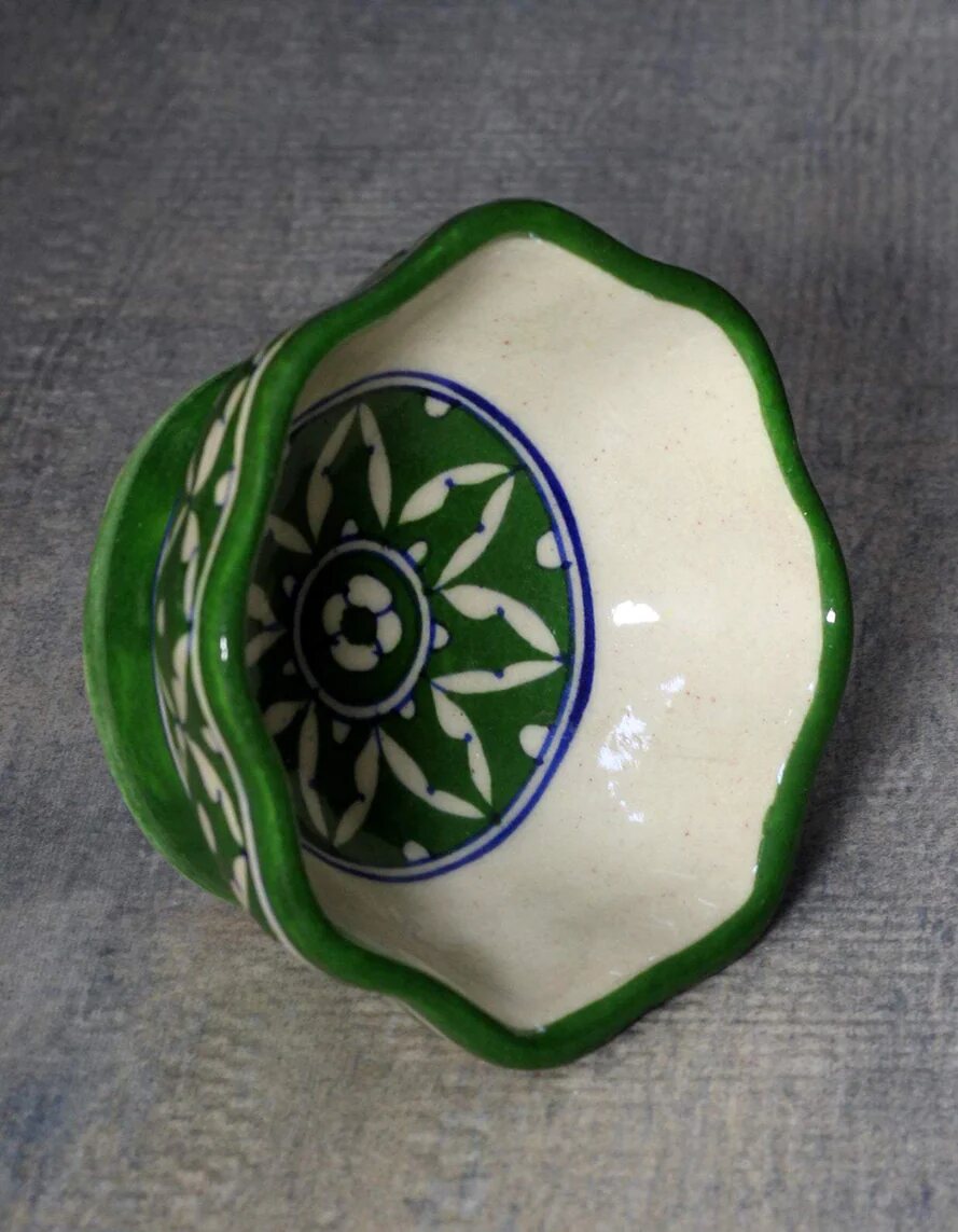 Green Lattice Bowl — Jaipur Blue Pottery