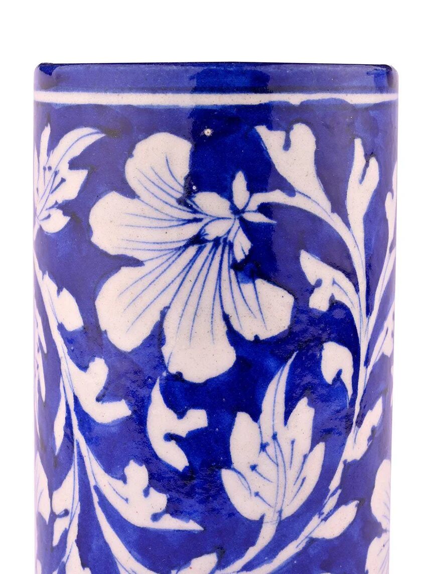 Cobalt Floral Cylinder — Jaipur Blue Pottery