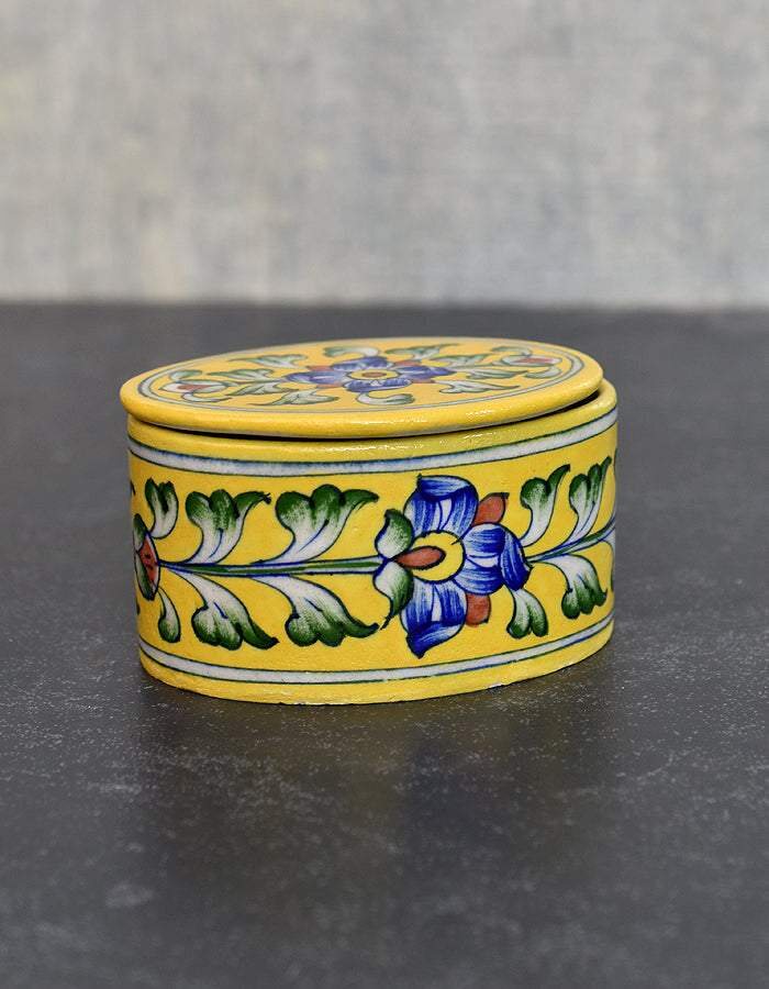 Yellow floral Jaipur Blue Pottery gift box