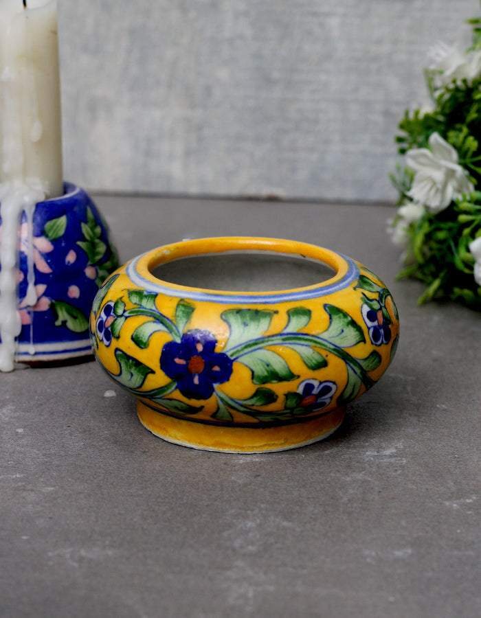 Round Floral Ashtray — Jaipur Blue Pottery