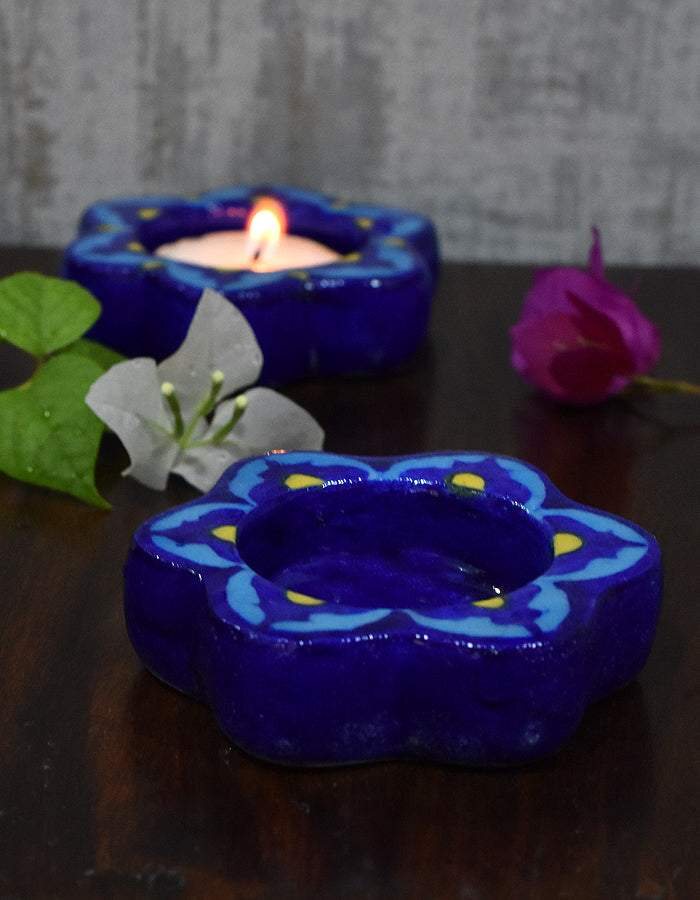 Blue Pottery Tealight Holder — Jaipur Blue Pottery