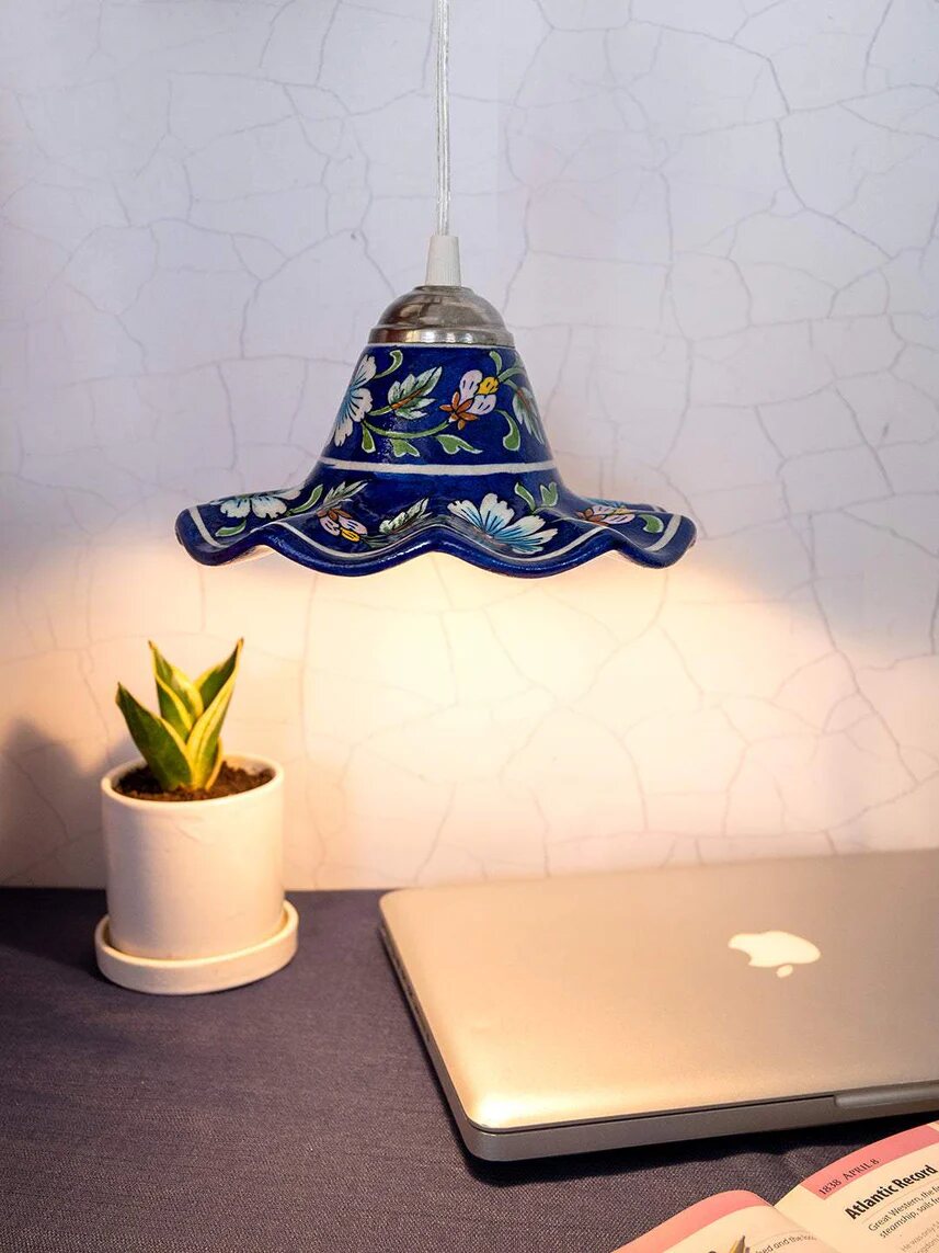 Blue Jaipur Blue Pottery hanging lamp shade