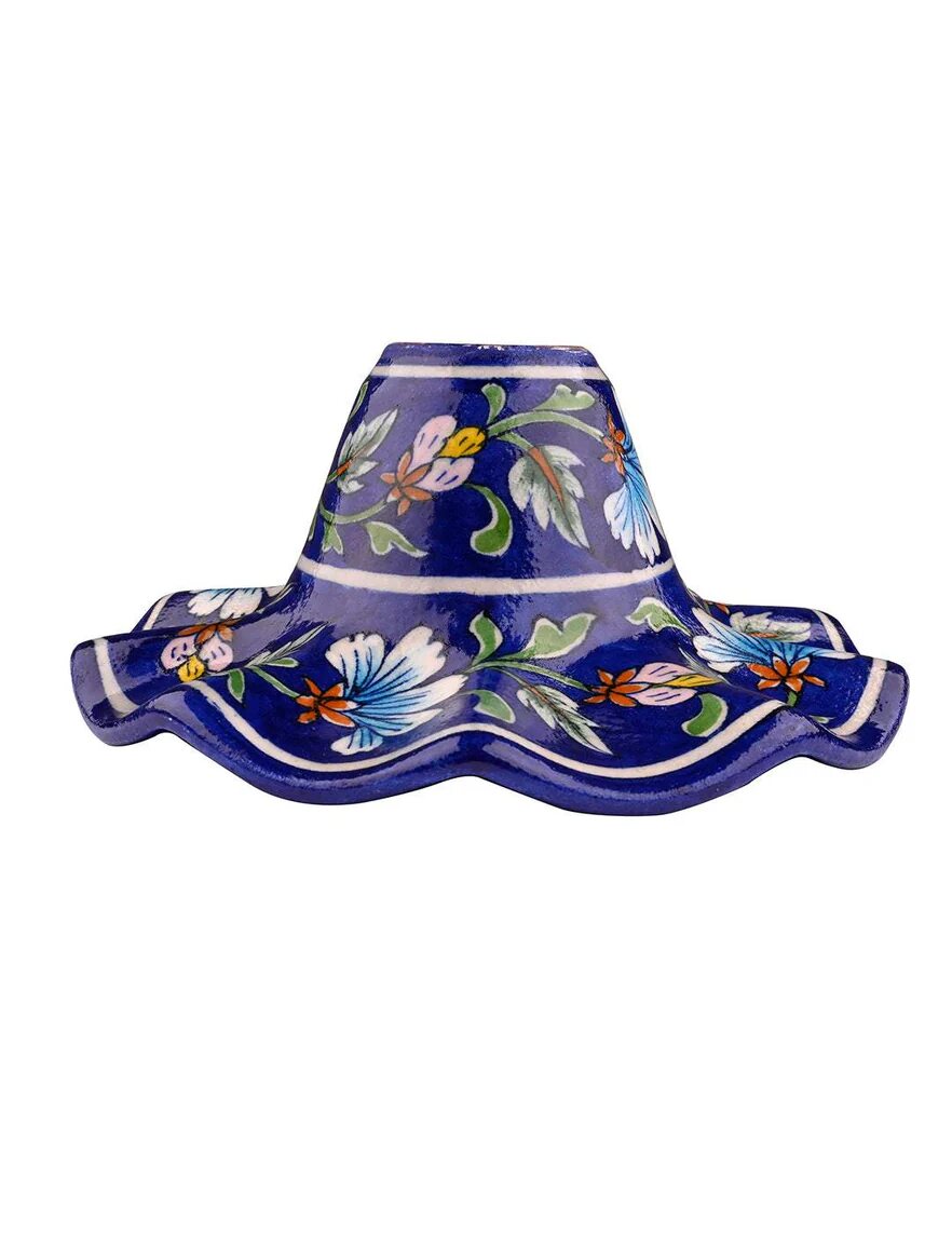 Blue Floral Hanging Lamp — Jaipur Blue Pottery