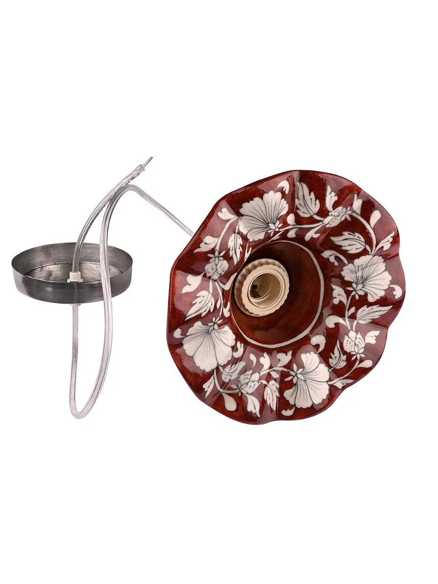 Brown Floral Hanging Lamp — Jaipur Blue Pottery