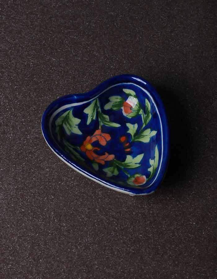 Yellow Floral Heart Plate Set — Jaipur Blue Pottery