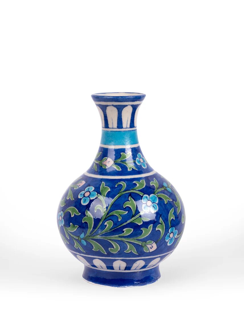 Cobalt Floral Surahi — Jaipur Blue Pottery