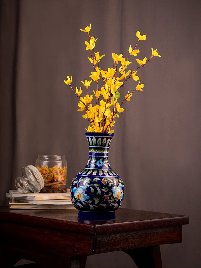Multicolour Floral Surahi — Jaipur Blue Pottery