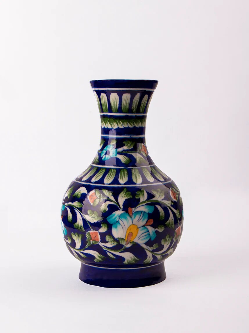 Multicolour Floral Surahi — Jaipur Blue Pottery
