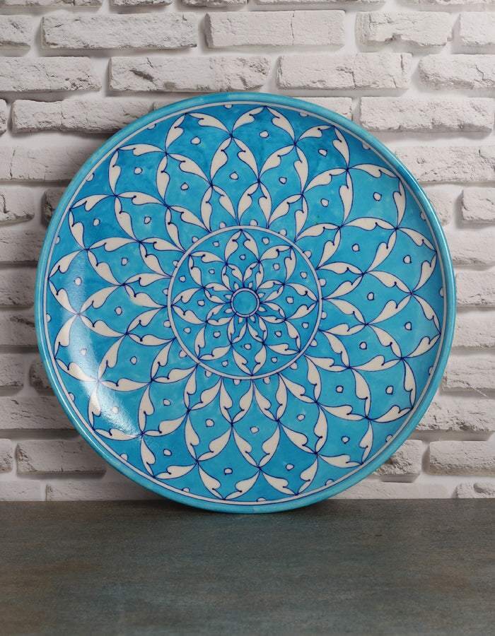 Turquoise Mandala Wall Plate — Jaipur Blue Pottery