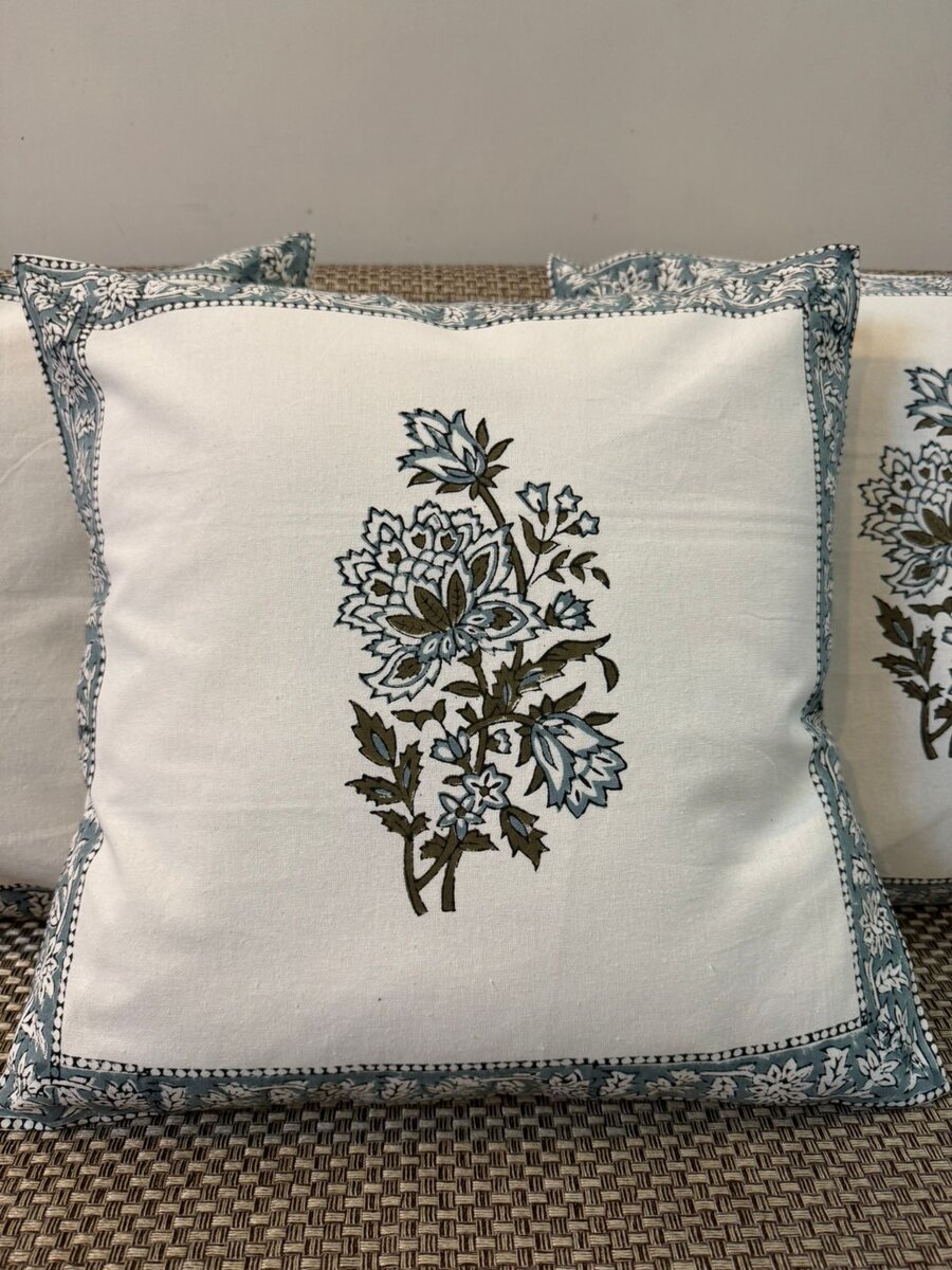 Sea Green Fern Cushion Covers 16" - Set of 5pc