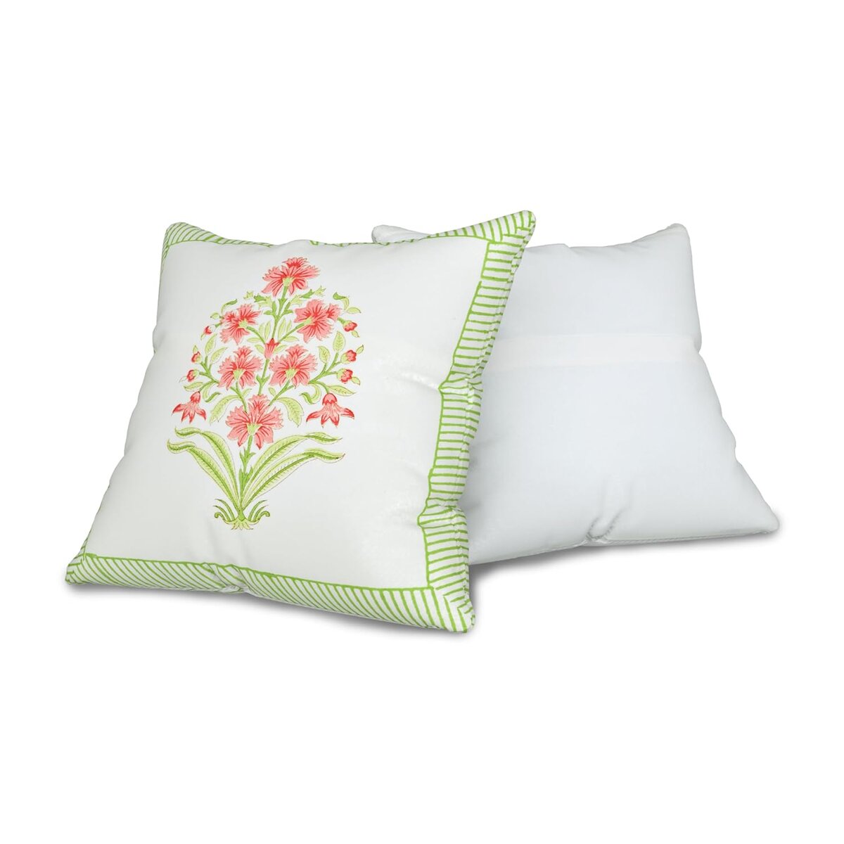 Jaipur Weaves Cushion Cover 16 inch x 16 inch – Set of 2, Pure Cotton, Hand Block Printed, Decorative Soft Floral Cushions for Sofa/Bed/Chair, Gift for Home Decor (Floral Blue,2)