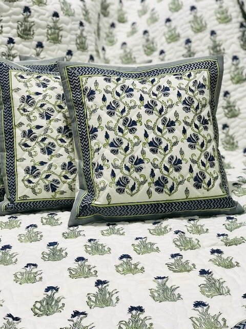 Jaipuri Hand Block Printed Quilted Cushion– CC1021