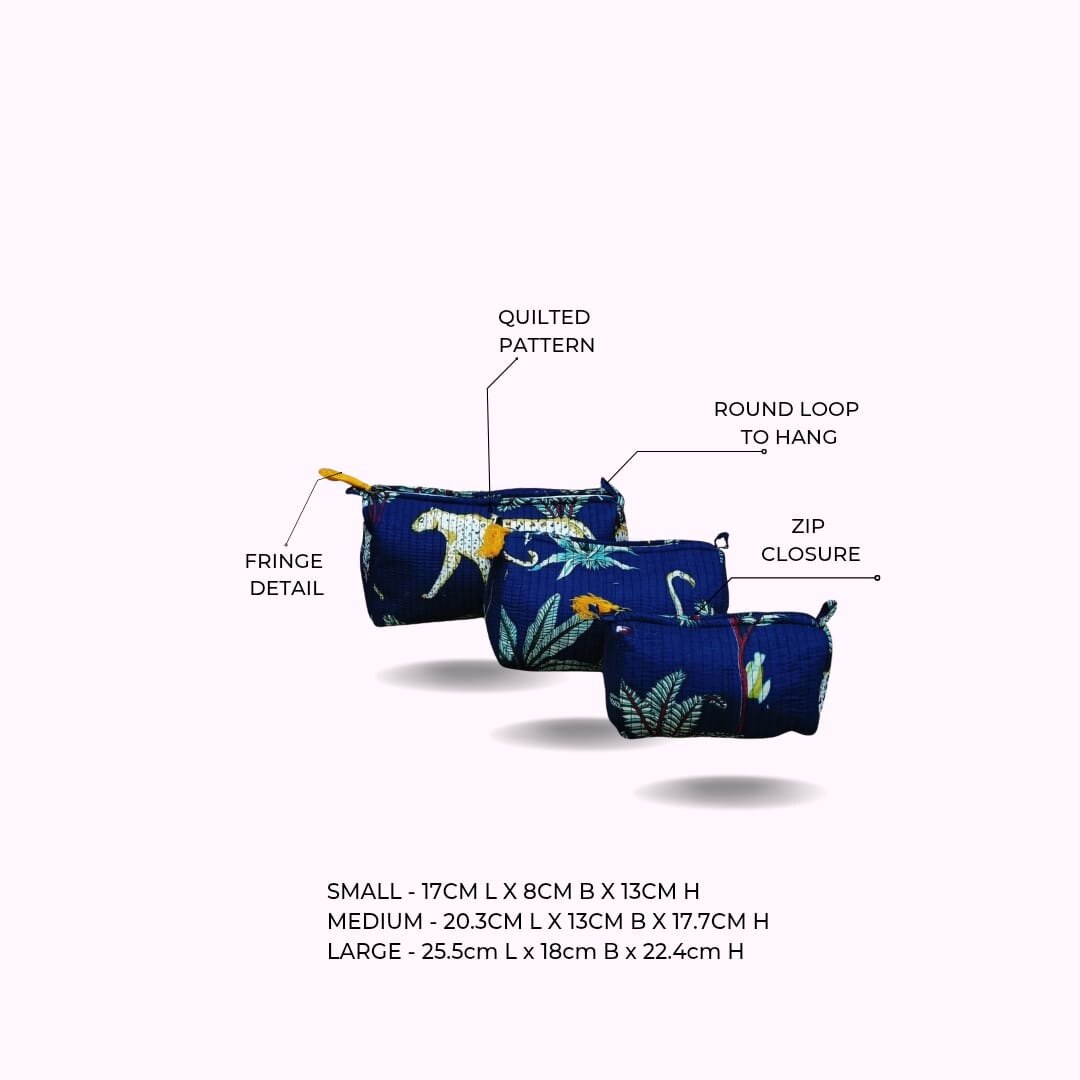 Set of 3 cosmetic bag/pouches with waterproof lining
