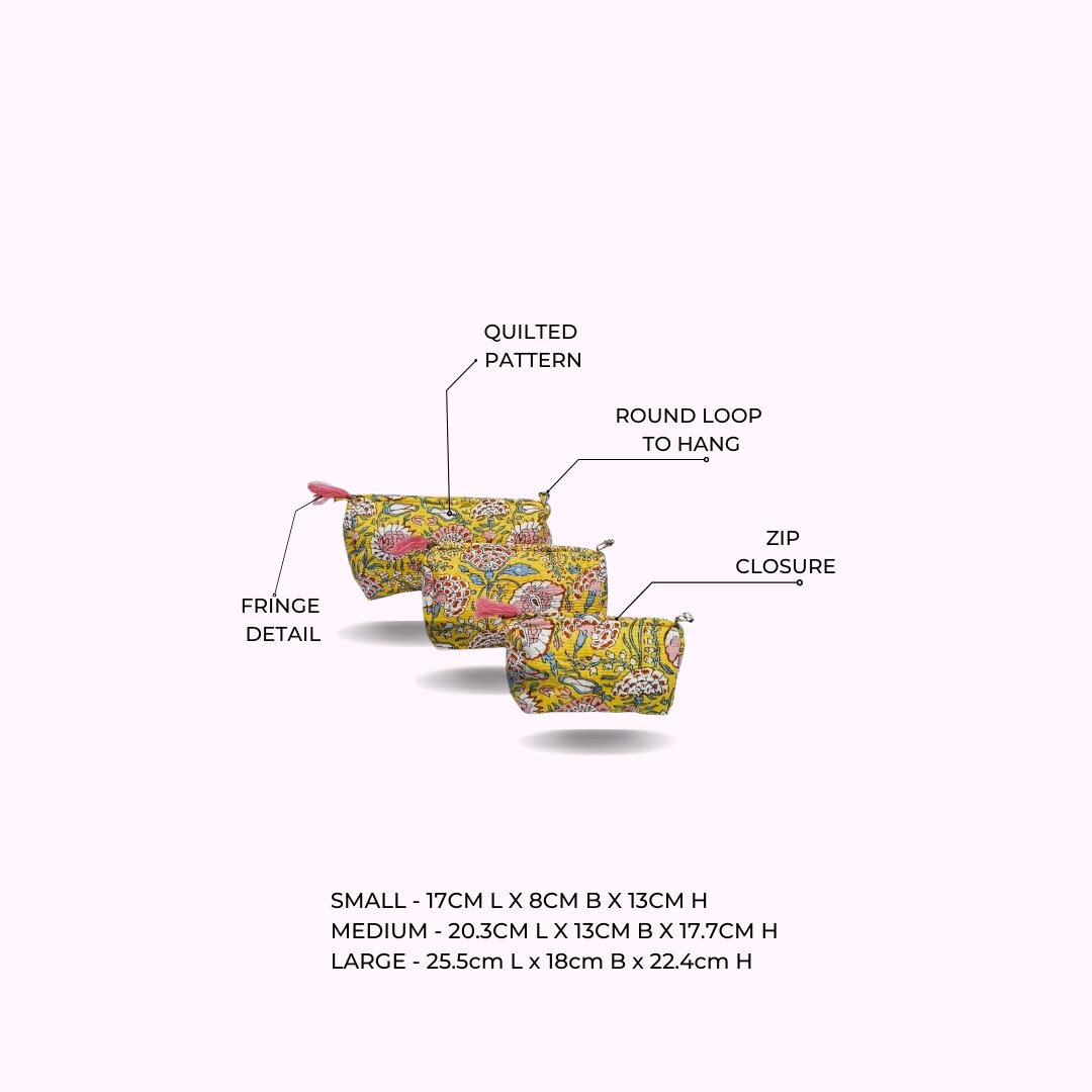 Set of 3 cosmetic bag/pouches with waterproof lining