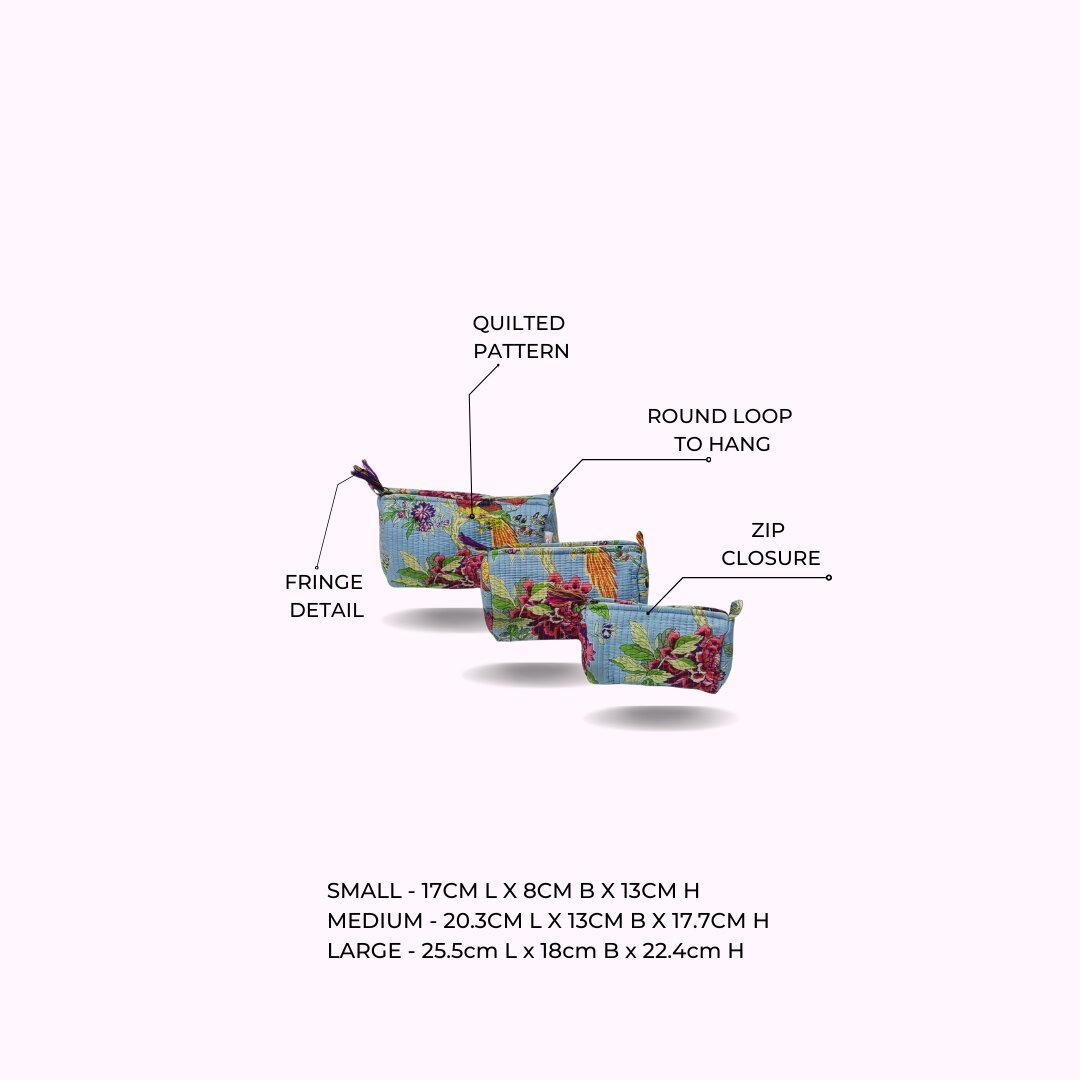 Set of 3 cosmetic bag/pouches with waterproof lining