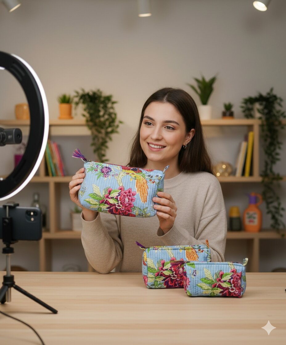 Set of 3 cosmetic bag/pouches with waterproof lining