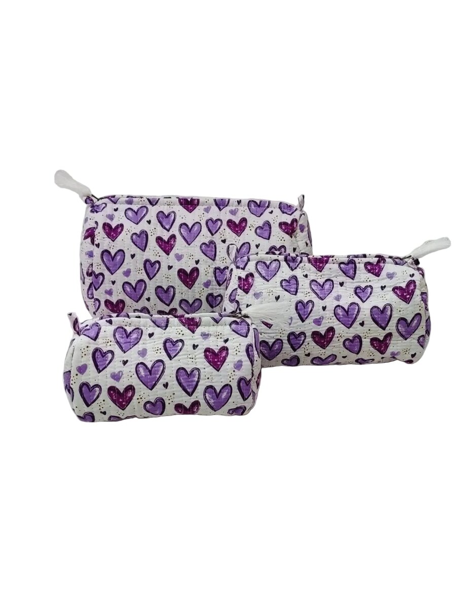 Set of 3 cosmetic bag/pouches with waterproof lining