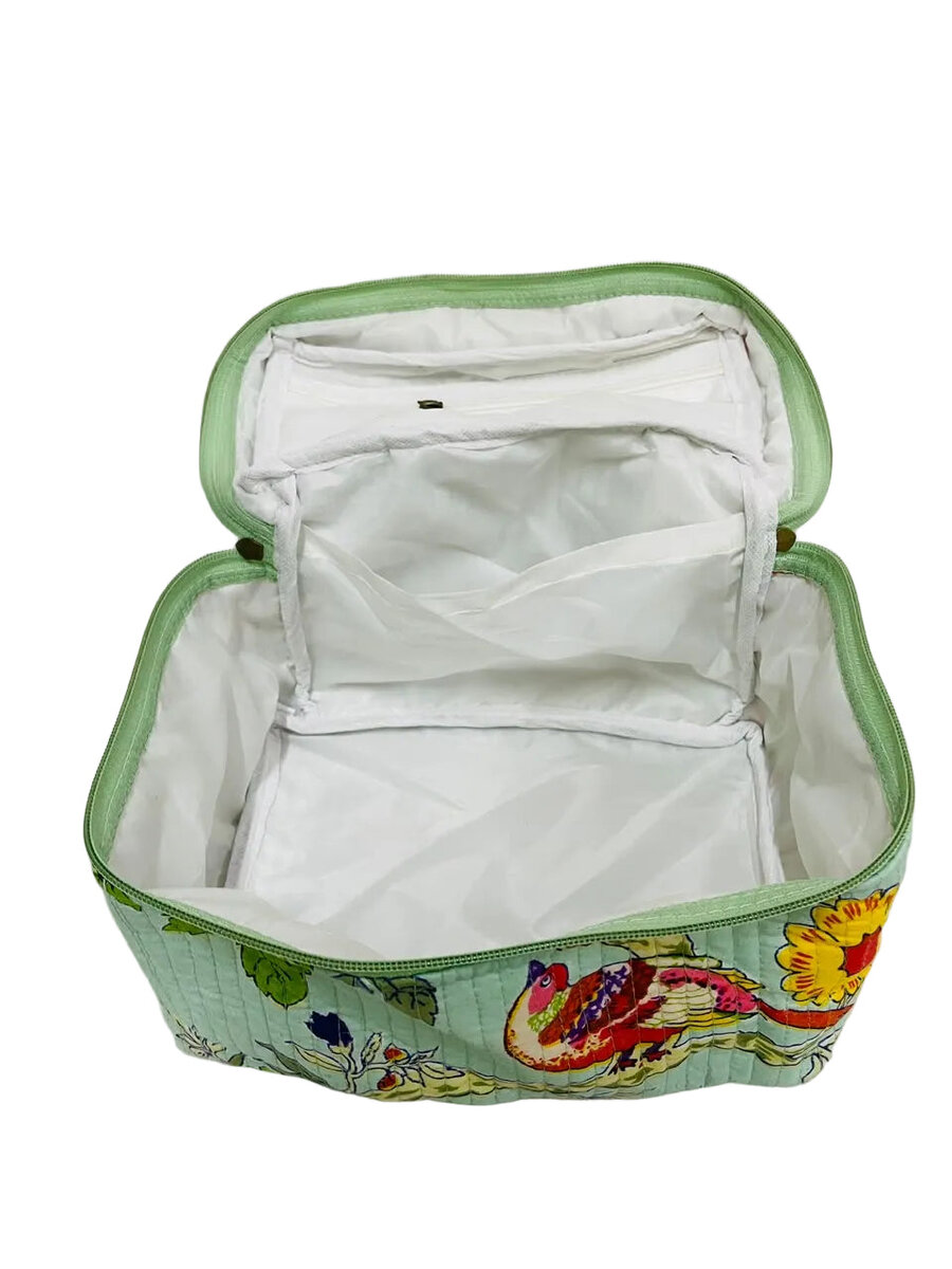 Handcrafted Quilted Makeup Organizer Bag | Cosmetic & Travel Vanity Case - 9x6.5x6.2 inches