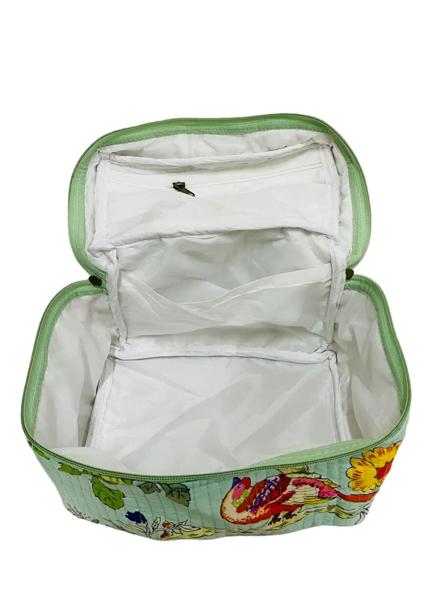 Handcrafted Quilted Makeup Organizer Bag | Cosmetic & Travel Vanity Case - 9x6.5x6.2 inches