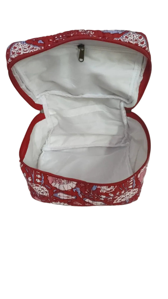 Handcrafted Quilted Makeup Organizer Bag | Cosmetic & Travel Vanity Case - 9x6.5x6.2 inches