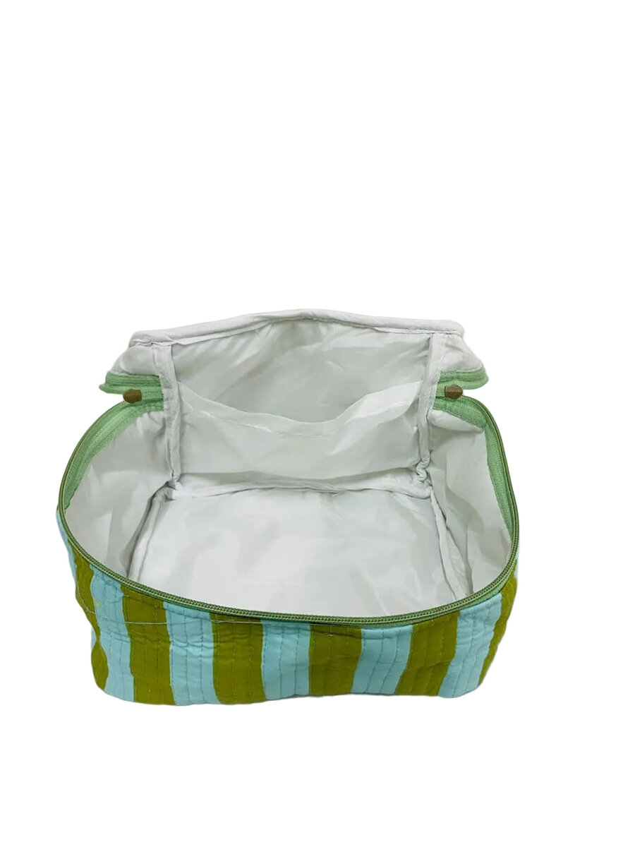 Handcrafted Quilted Makeup Organizer Bag | Cosmetic & Travel Vanity Case - 9x6.5x6.2 inches