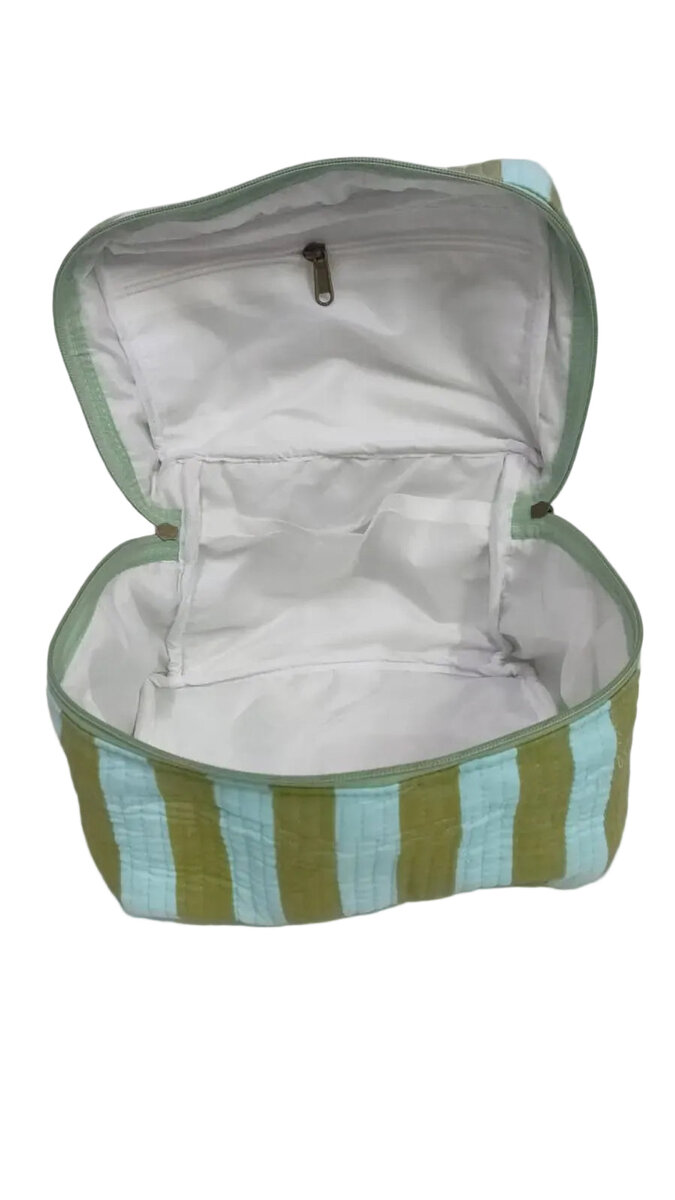 Handcrafted Quilted Makeup Organizer Bag | Cosmetic & Travel Vanity Case - 9x6.5x6.2 inches
