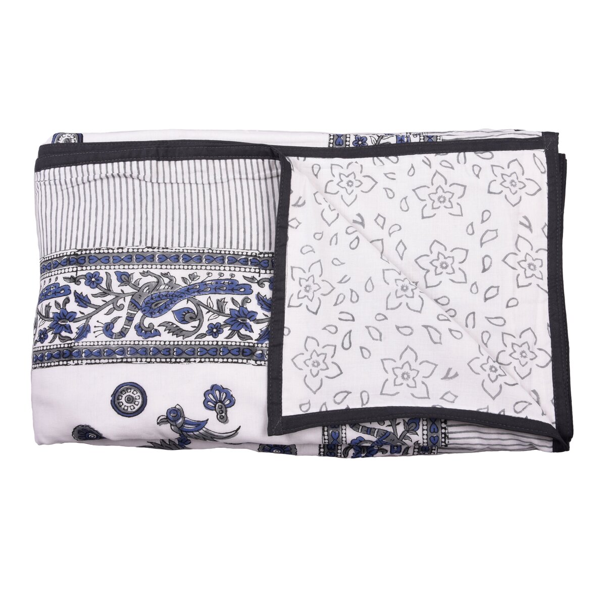 Cotton Blanket - Single Dohar ( 60 x 90 Inches) Blue Grey Elephant