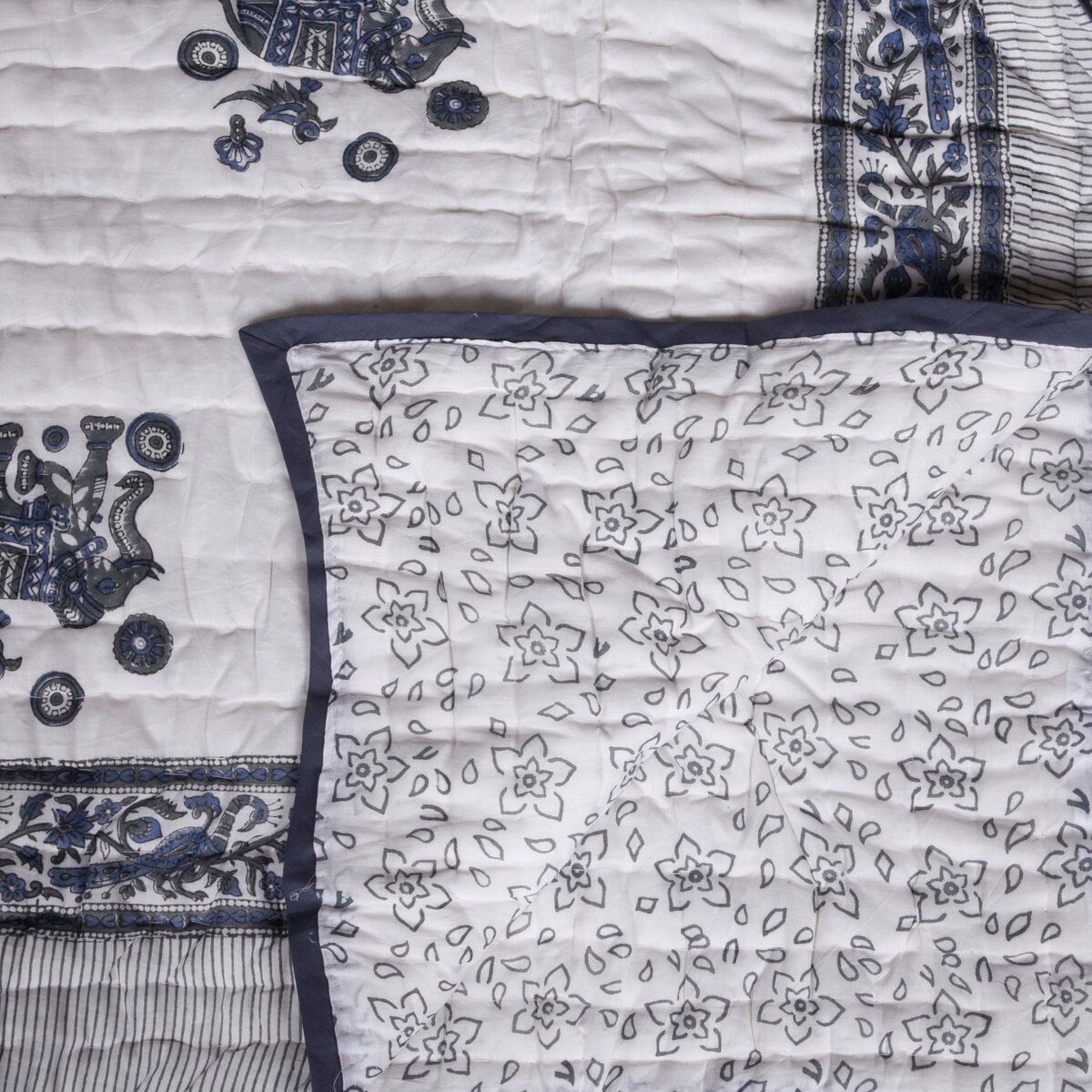 Single bed pure cotton block print quilt (Rajai) Winter blanket (60 x 90 Inches)