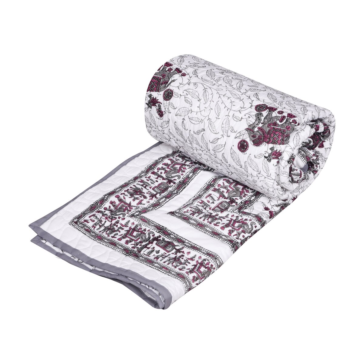 Single bed pure cotton quilted lightweight hand printed blanket (Duvet / comforter 60 x 90 Inches)