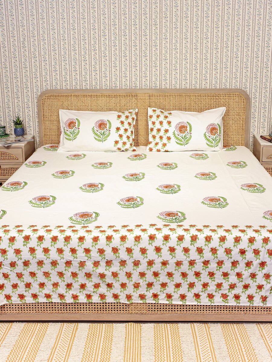 Premium Percale Cotton Super King Bedsheet with 2 Pillow Covers