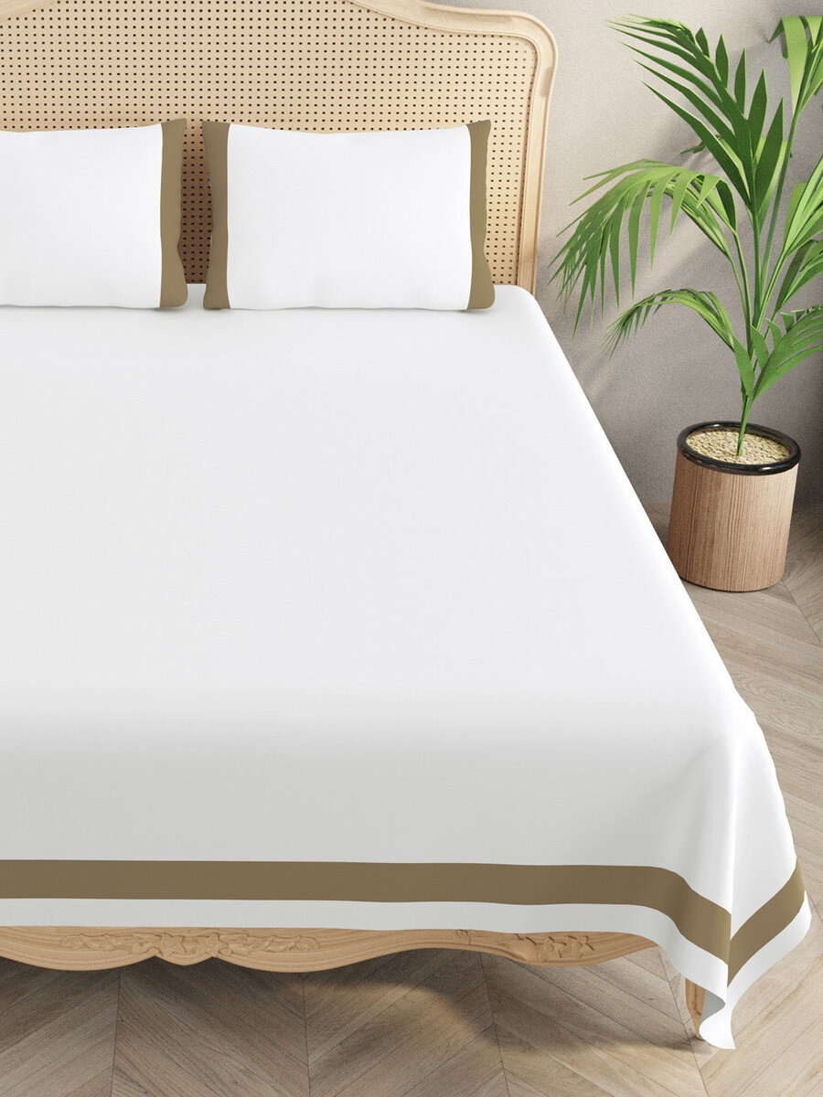 Luxury Cotton Double King 300 TC Bedsheet with 2 Pillow Covers