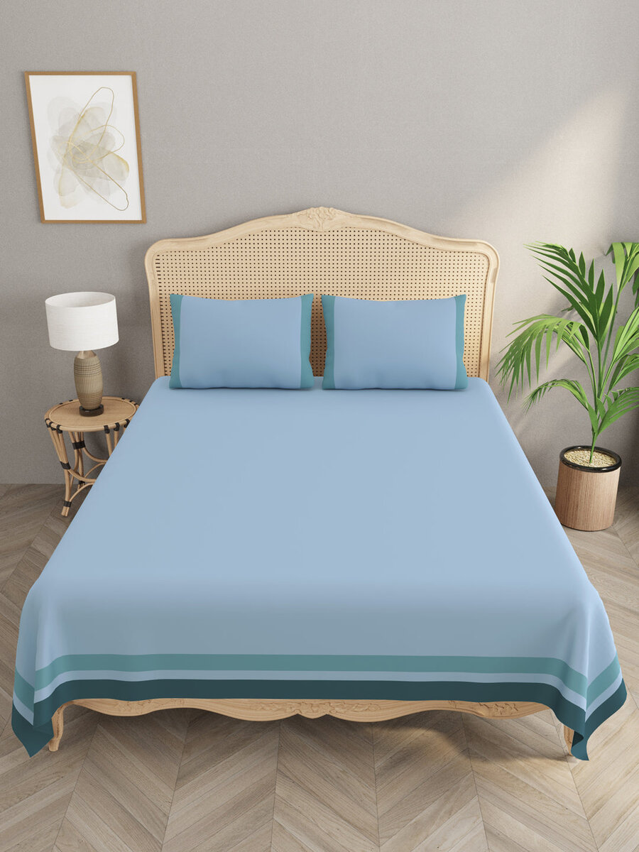 Luxury Cotton Double King 300 TC Bedsheet with 2 Pillow Covers