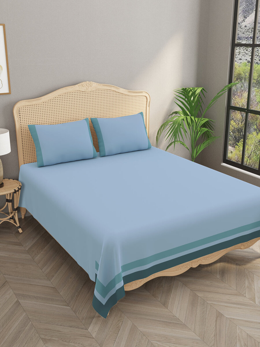 Luxury Cotton Double King 300 TC Bedsheet with 2 Pillow Covers