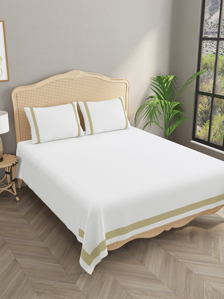 Double King 300 TC Bedsheet with 2 Pillow Covers