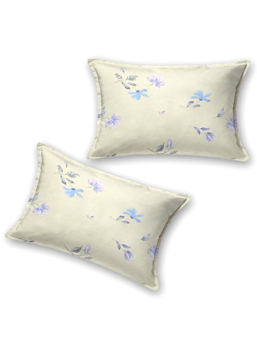 Premium Cotton Fitted Bedsheet (90x108 Inch) – Plain Design with 2 Printed Pillow Covers