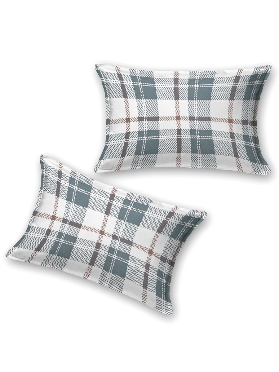 Premium Cotton Fitted Bedsheet (90x108 Inch) – Plain Design with 2 Printed Pillow Covers
