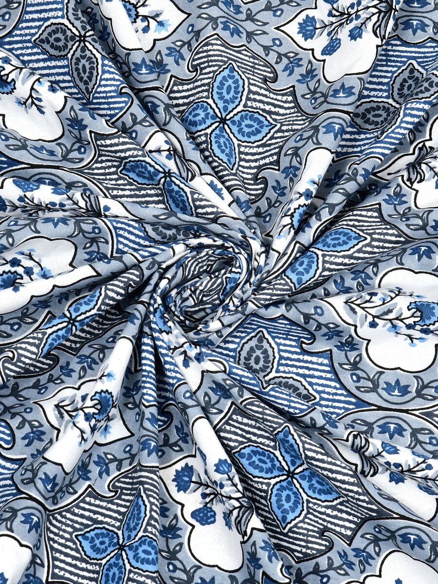 Floral Print Cotton Double King Bedsheet with 2 Pillow Covers