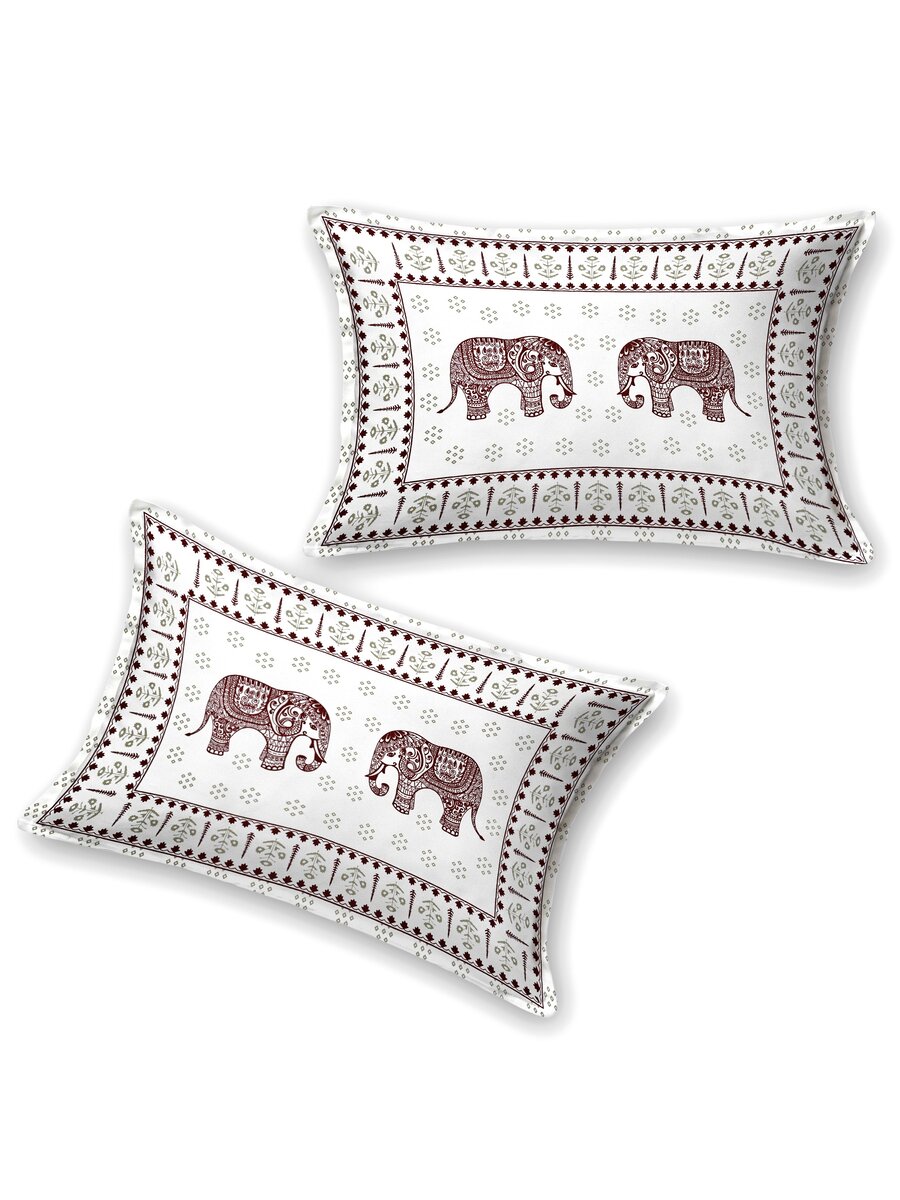 Floral Printed Bedding Set - 1 King Bedsheet, 1 Jaipuri Razai/Quilt, 2 Pillow Covers