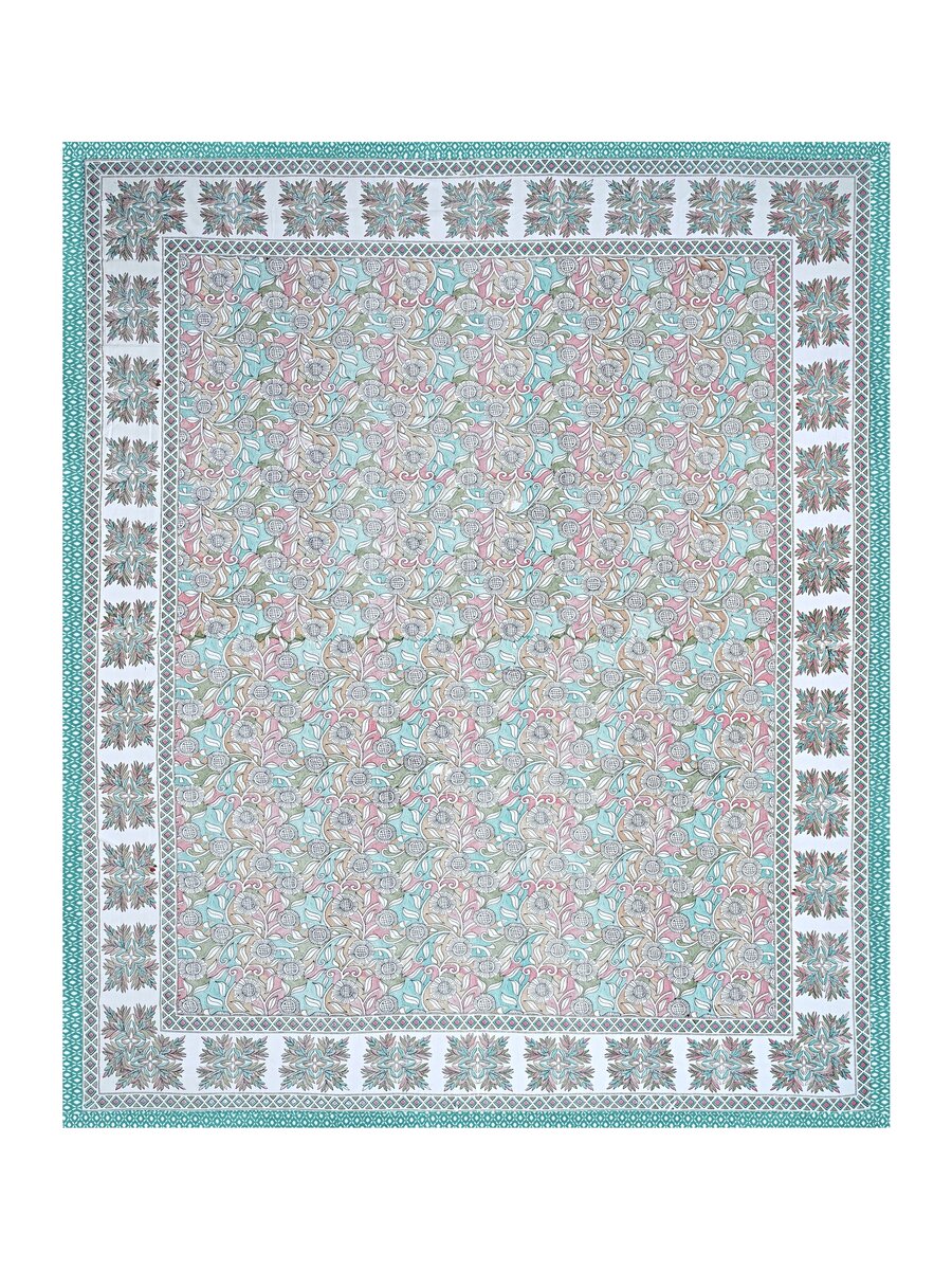 Floral Print Cotton Double King Bedsheet with 2 Pillow Covers