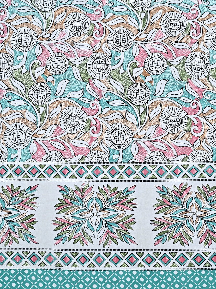 Floral Print Cotton Double King Bedsheet with 2 Pillow Covers