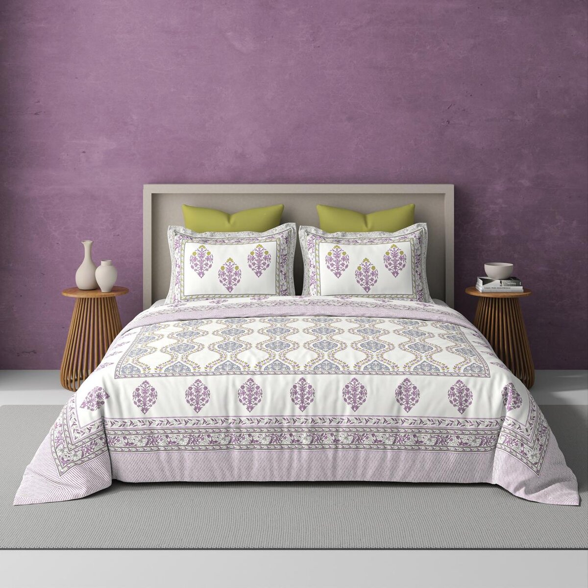 Cotton Percale Bedsheet and 2 Pillow Covers