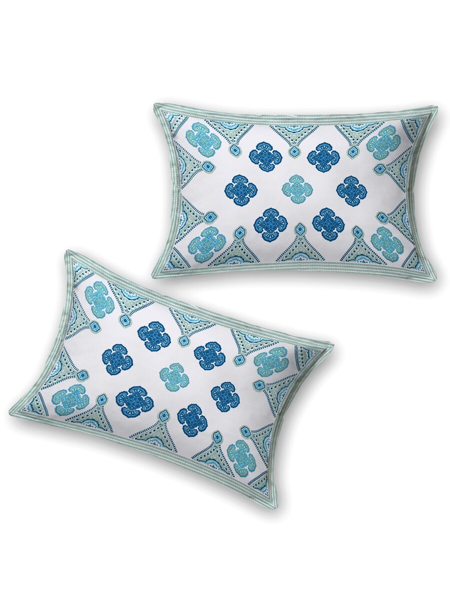 Floral Printed Bedding Set - 1 King Bedsheet, 1 Jaipuri Razai/Quilt, 2 Pillow Covers
