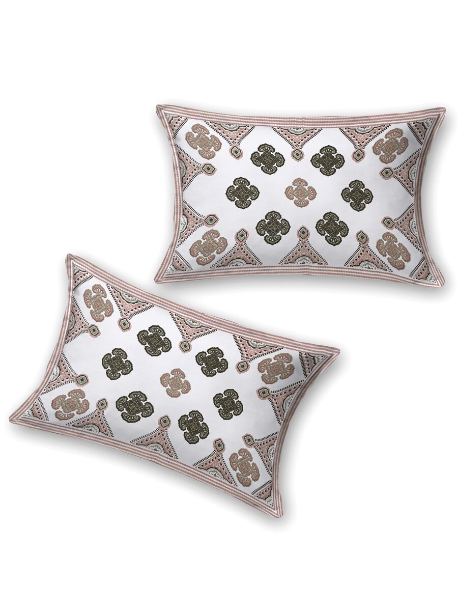 Floral Printed Bedding Set - 1 King Bedsheet, 1 Jaipuri Razai/Quilt, 2 Pillow Covers