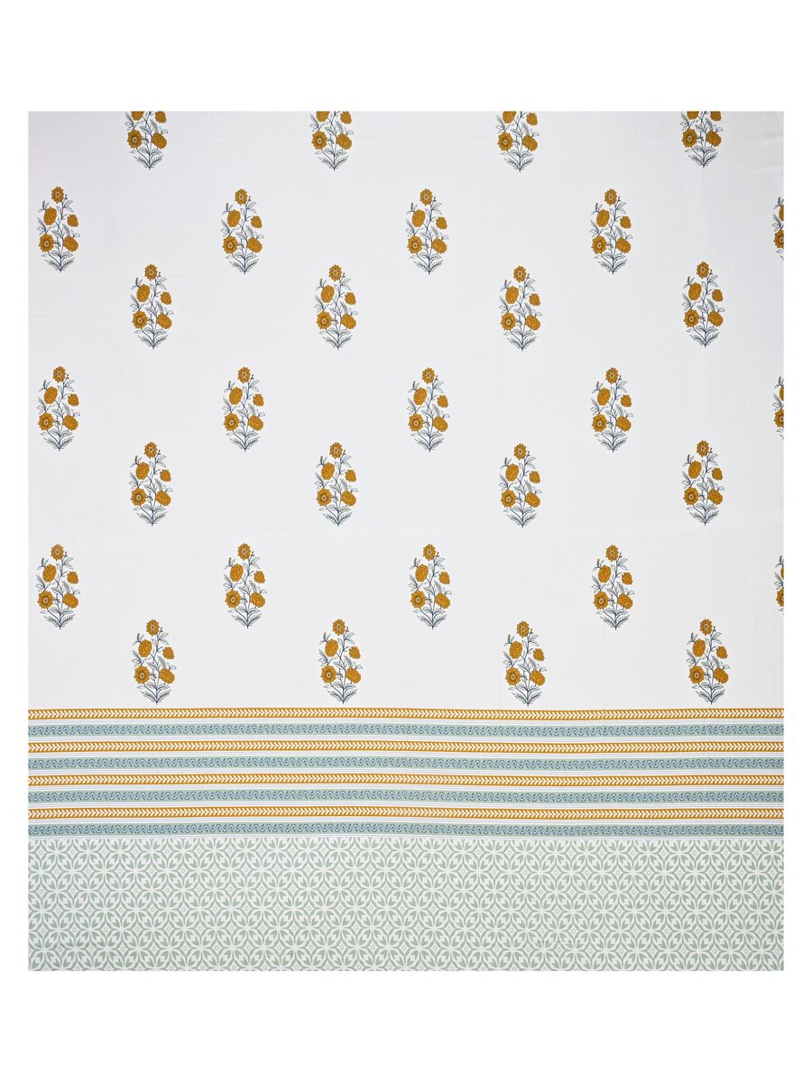 Extra Soft Percale Cotton Super King Handblock Print Bedsheet with 2 Pillow Covers