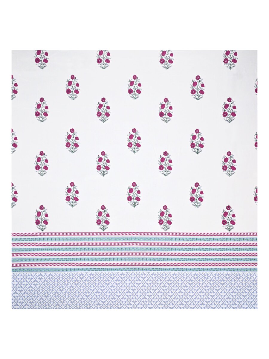 Extra Soft Percale Cotton Super King Handblock Print Bedsheet with 2 Pillow Covers