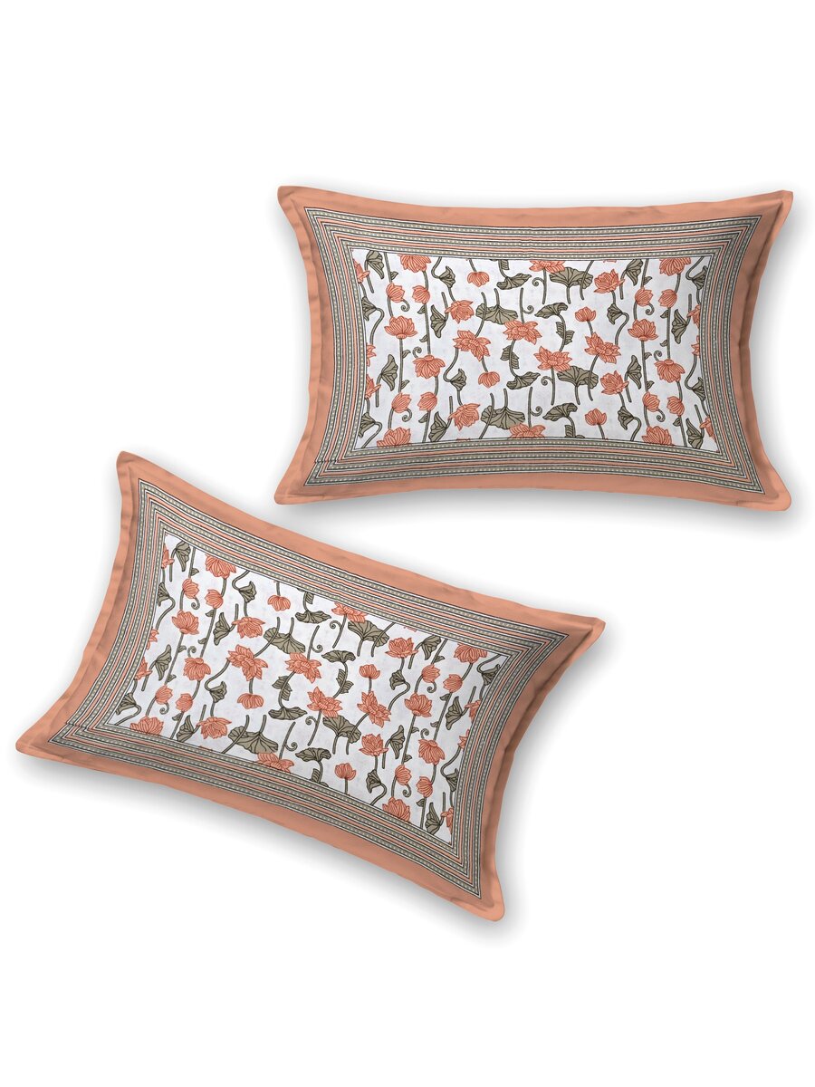 Floral Printed Bedding Set - 1 King Bedsheet, 1 Jaipuri Razai/Quilt, 2 Pillow Covers