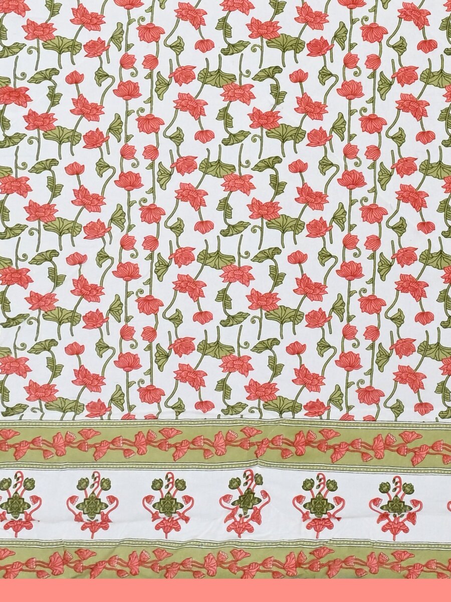 Floral Printed Bedding Set - 1 King Bedsheet, 1 Jaipuri Razai/Quilt, 2 Pillow Covers