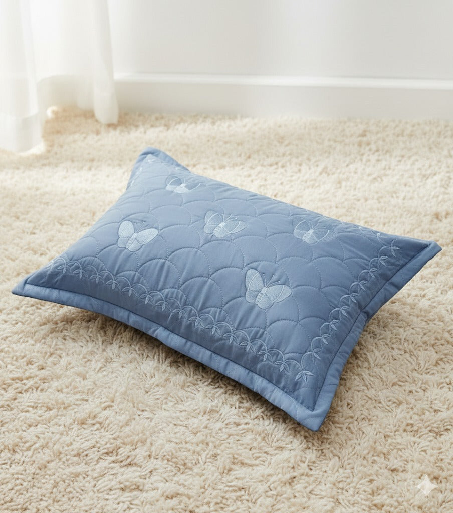 Embroidered Bedsheet Set with 2 Quilted Pillow Covers (108 × 108)